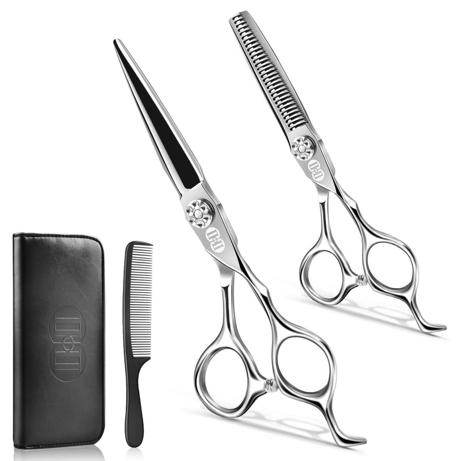 LuxusKollektion Haarschere Friseurschere Profi Set 5-teilig Silber 6,7 Zoll