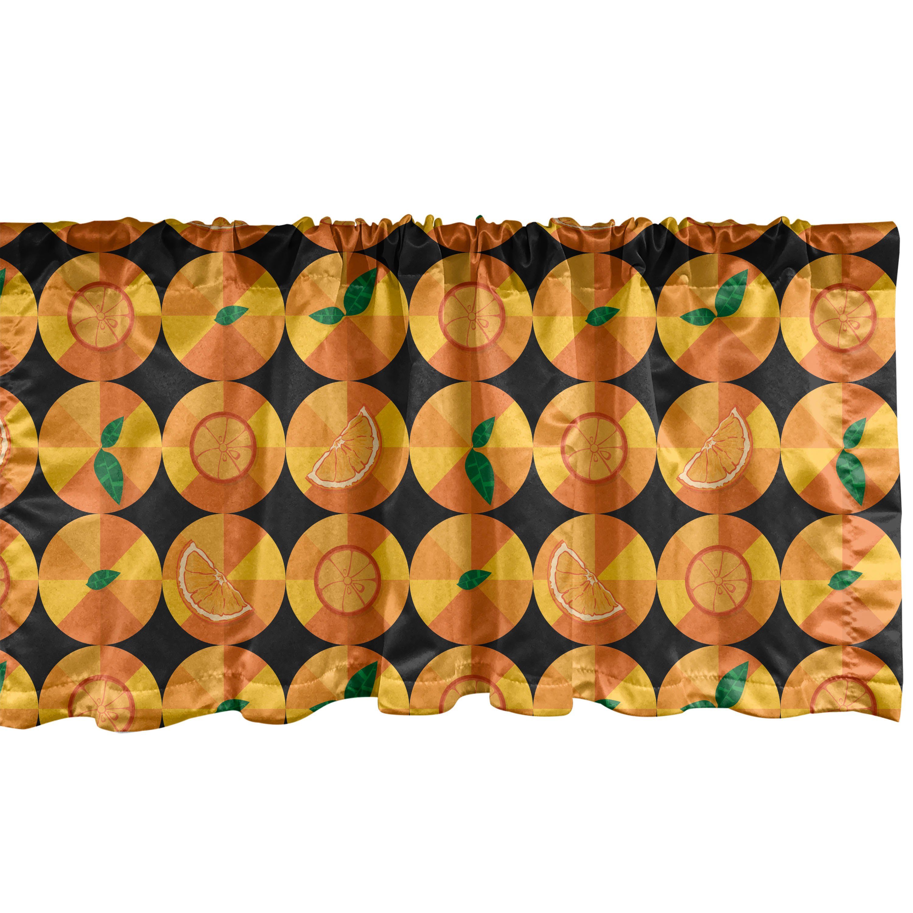 Scheibengardine Vorhang Volant für Küche Schlafzimmer Dekor mit Stangentasche, Abakuhaus, Microfaser, Orange Tangerine Töne Citrus Kunst
