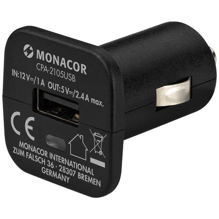 Monacor USB-DC/DC-Kfz-Spannungswandler USB-Ladegerät (DC/DC Wandler)