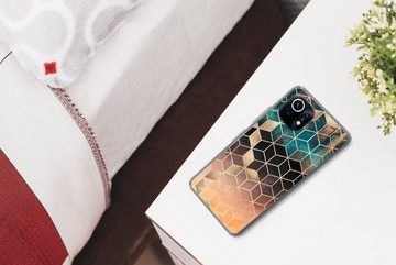 MuchoWow Handyhülle Abstrakt - Würfel - Gold - Muster - Luxus, Phone Case, Handyhülle Xiaomi Mi 11, Silikon, Schutzhülle