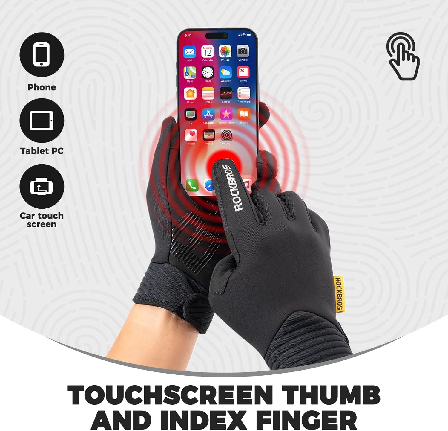 ROCKBROS Fahrradhandschuhe Unisex Fahrrad- und Laufhandschuhe mit Touchscreen