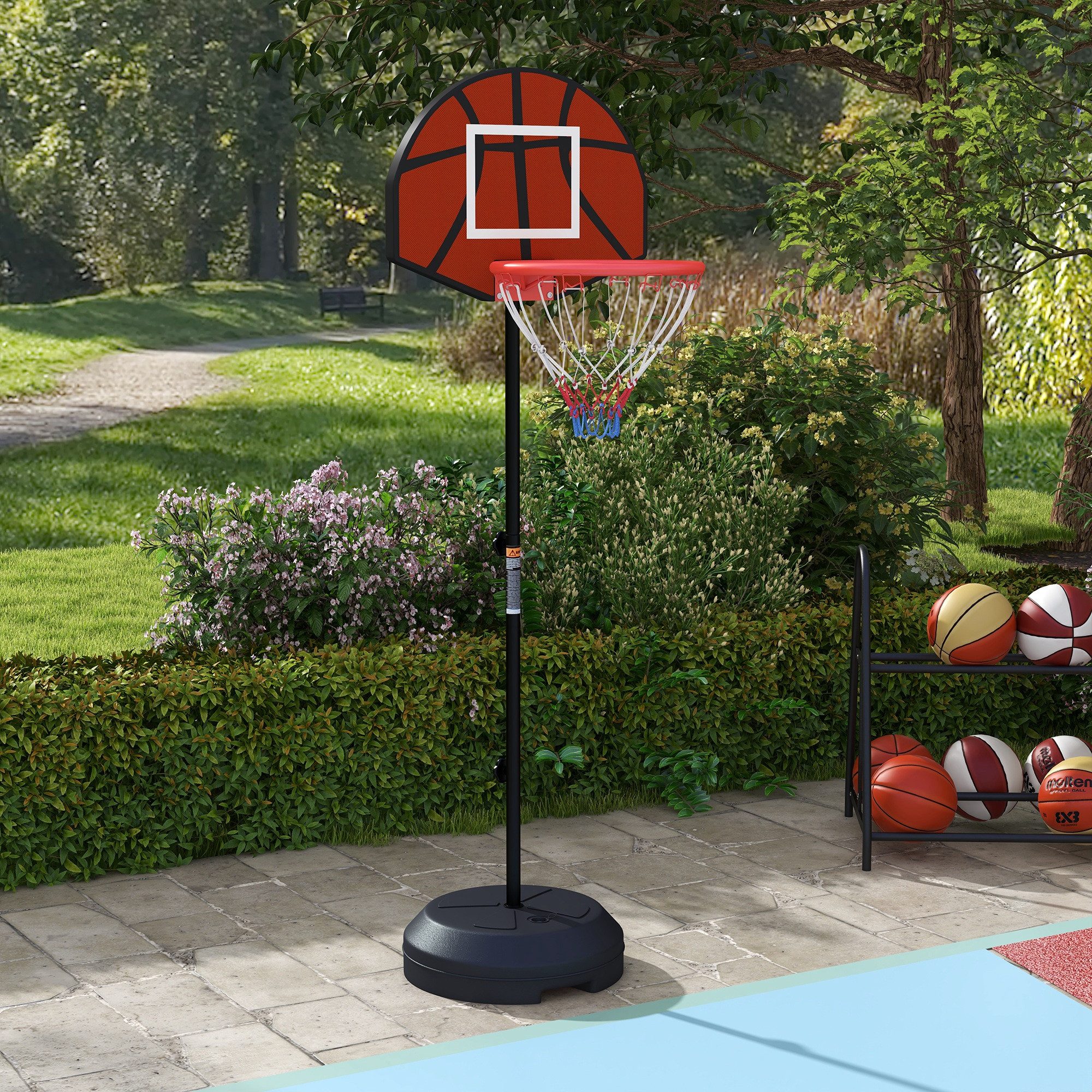 SPORTNOW Basketballständer Magnet-Dartscheibe 129-179 cm (Basketballkorb, 1-St., Basketball-Backboard-Ständer), Basketballanlage für Erwachsene, Stahl