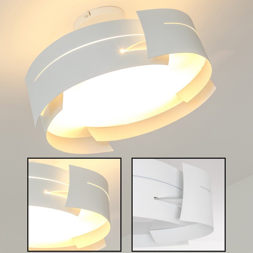 hofstein aus in ohne 3xE27 Weiß, Deckenleuchte runde Metall/Glas Deckenlampe Leuchtmittel, »Spano«