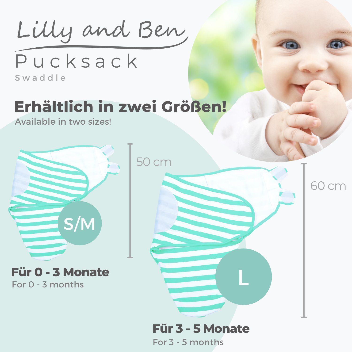 Lilly and Ben Pucksack für mit 4-6 Baumwoll-Puckdecke mühelos 2 pucken, atmungsaktives weichen oder verstellbaren Monate, & Monate 2er-Pack), Klettverschlüssen tlg., 0-3 Baby (Set, Pucktuch