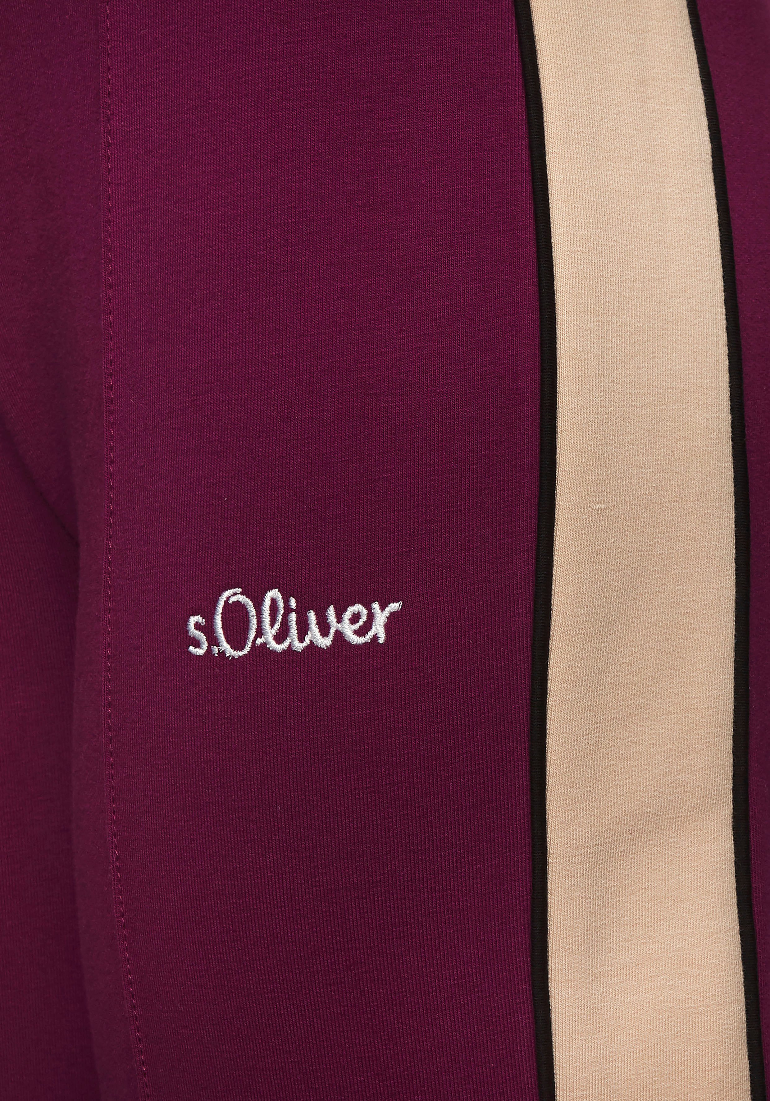 s.Oliver Sweathose Loumngehose mit Kontraststreifen und Pipings, Loungewear