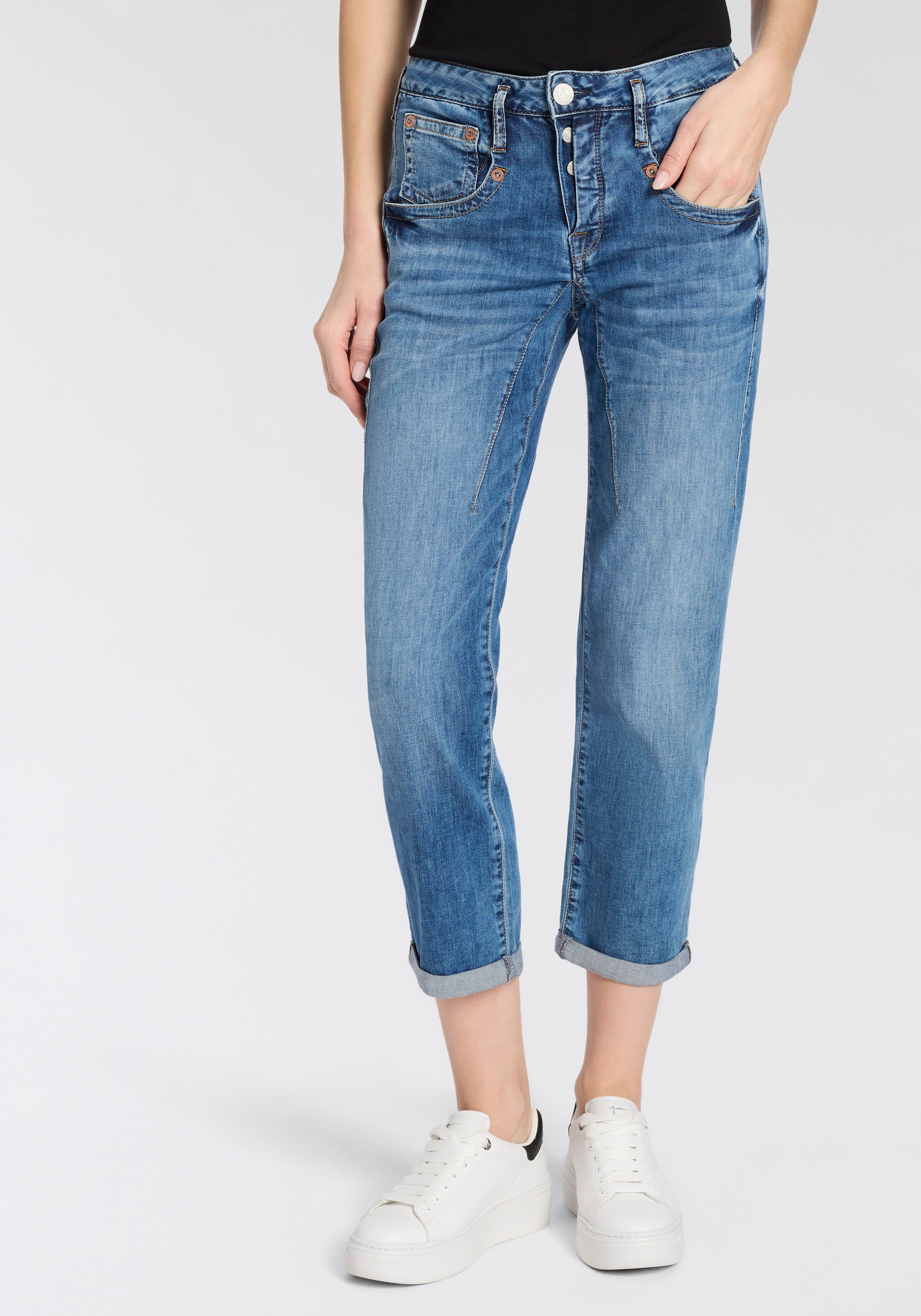 Herrlicher Boyfriend-Jeans Shyra Tap Denim Light im Straight Fit, mit Knopf günstig online kaufen