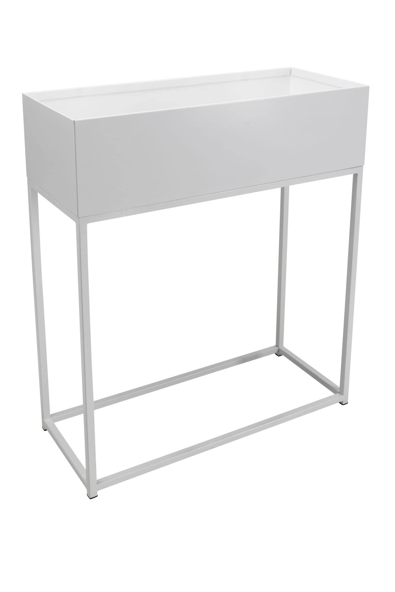 VIVANNO Pflanzkübel Dekobox Pflanzbox pulverb. Stahlblech "Style", Weiß Matt - 60x25x78
