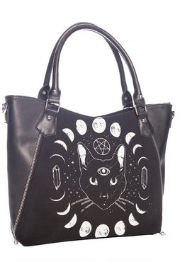 Banned Handtasche Pentacle Coven, Okkult Katze mit Mondphasen Print