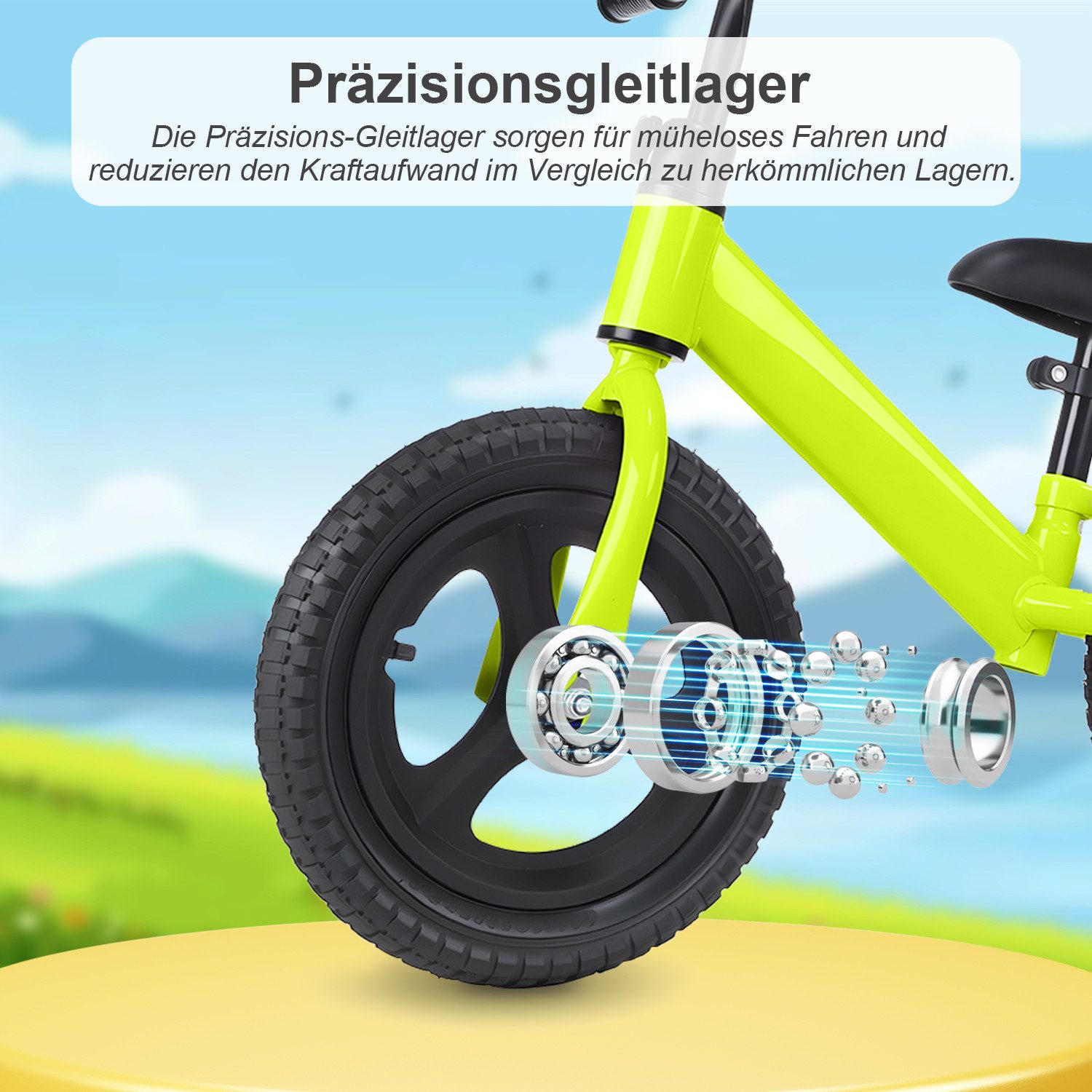 oyajia Fahrradlenker Fahrrad-Laufrad Lauflernrad, Kinderlaufrad, Rutscher, Balance Bike, (Stahlrahmen, 12-Zoll-EVA-Räder, maximales Gewicht 30 kg, Lenkerlager), für 2-8 Jahre, Sattel höhenverstellbar