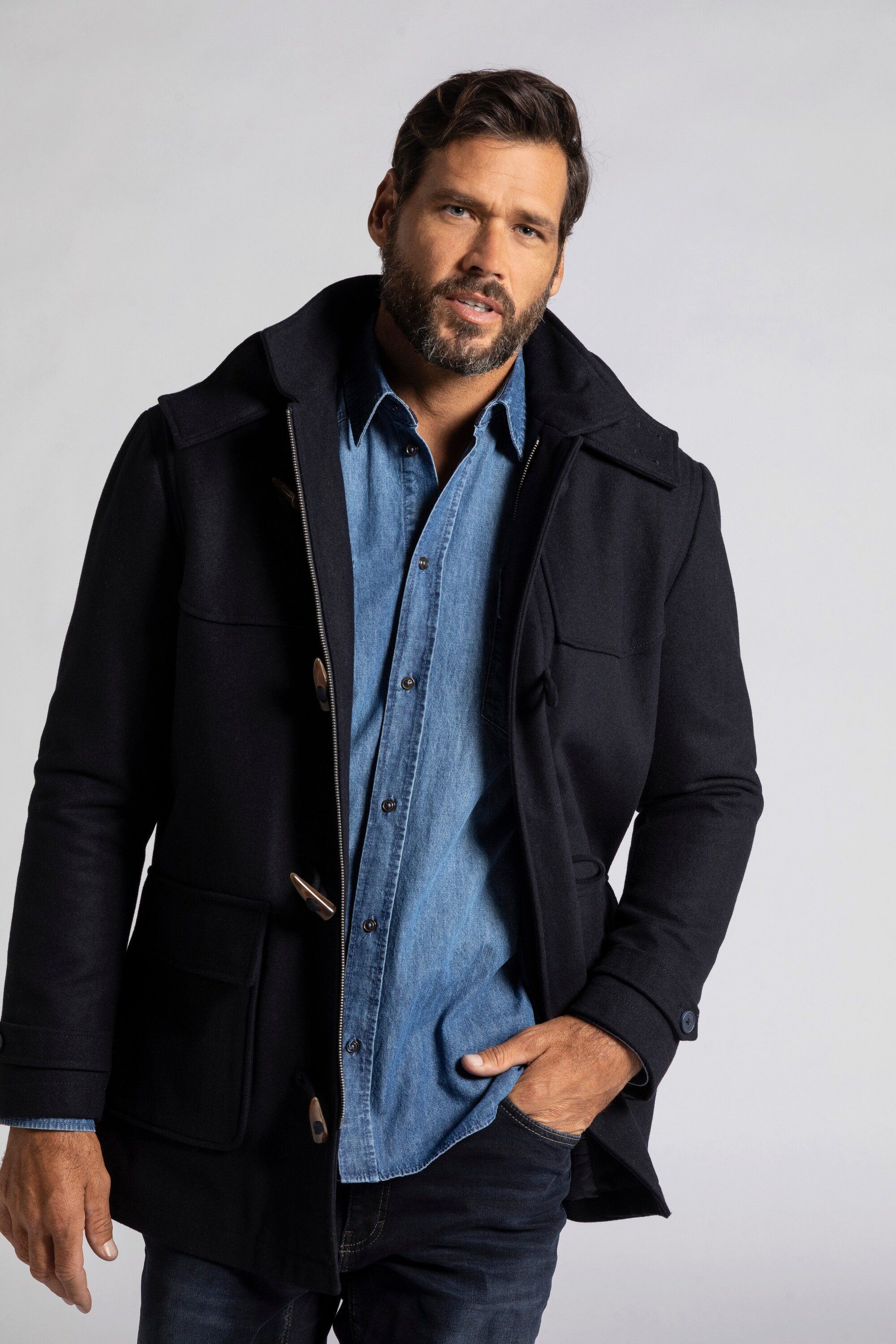 Funktionsjacke Dufflecoat wasserabweisend Knebel Knöpfe bis 8 XL