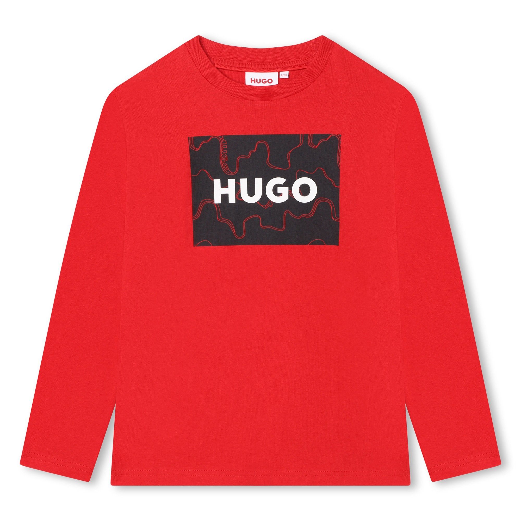 HUGO Langarmshirt HUGO Kids Langarmshirt rot mit strukturiertem Logo