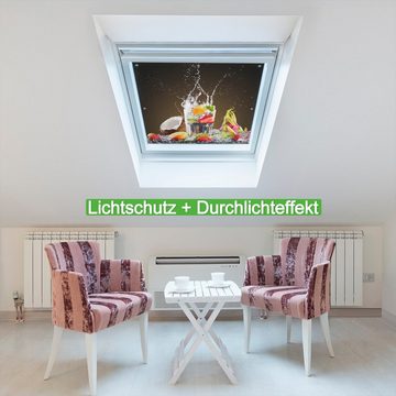 Sonnenschutz Tropische Früchte in einem erfrischenden Drink, Wallario, blickdicht, mit Saugnäpfen, wiederablösbar und wiederverwendbar