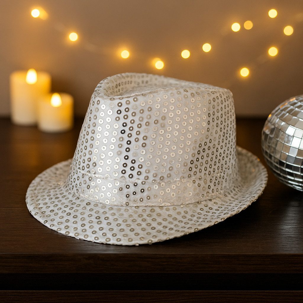 Folat Filzhut Glitzer Pailletten Partyhut für Damen & Herren Kostümaccessoire Funkelnd, leicht, vielseitig