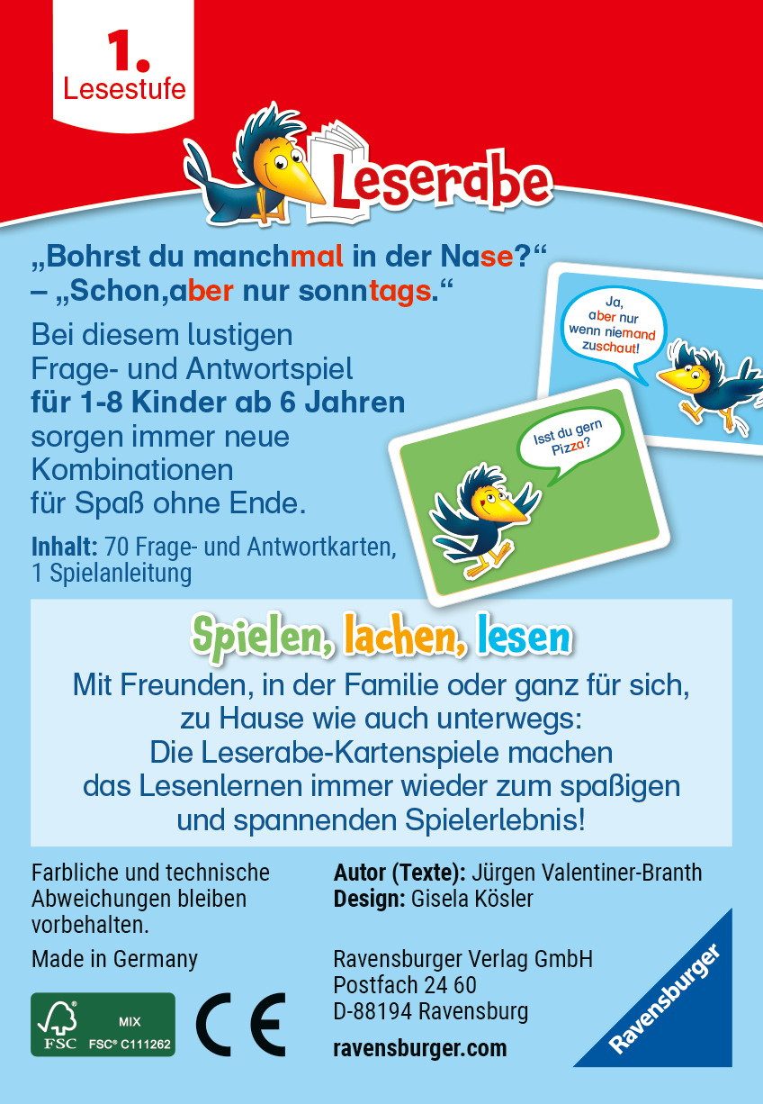 Ravensburger Spiel Kartenspiel Quizspiel Leserabe Alles lacht! 23496
