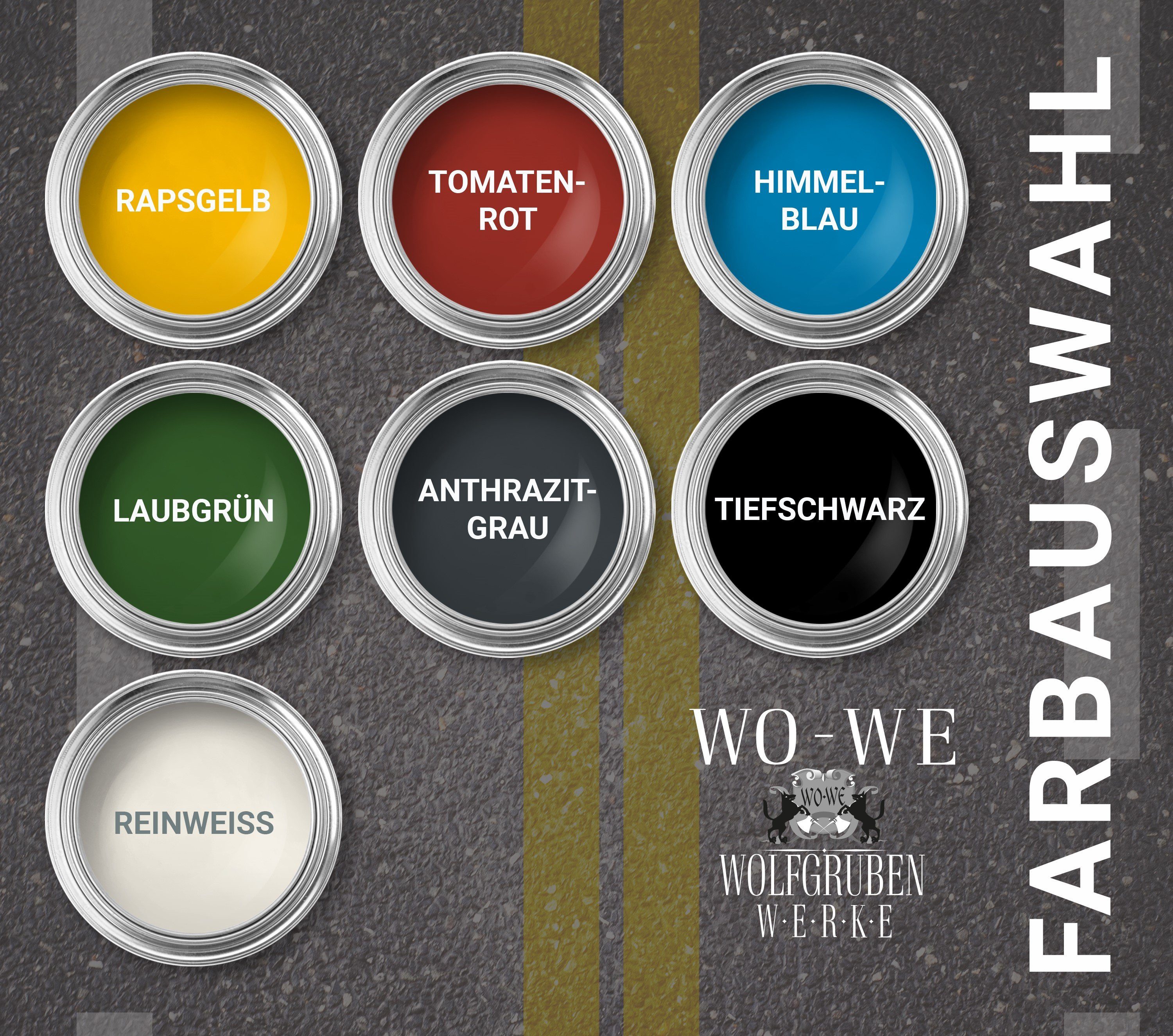 WO-WE Zementfarbe Markierungsfarbe 7016 RAL Strassenmarkierungsfarbe Anthrazitgrau 1-20L, Seidenglänzend SL820, Fahrbahnmarkierung