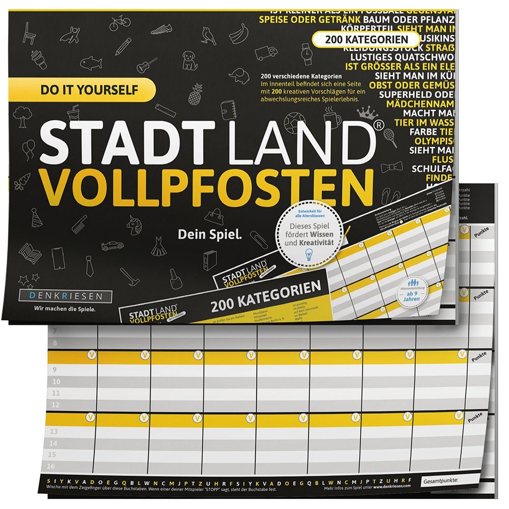 Spiel Stadt Land Vollpfosten - Do It Yourself Edition - Dein Spiel (DIN A4)