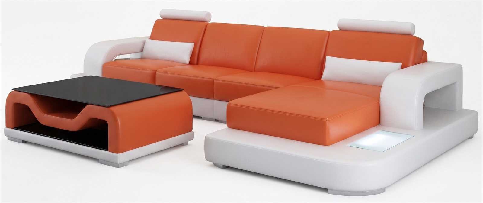 JVmoebel Ecksofa Moderne orange Ecksofa Garnitur mit Couchtisch im Luxus Design, 2 Teile, Mit LED