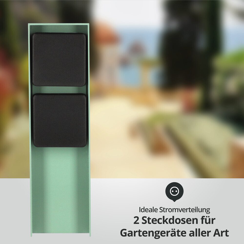 LED Universum Gartensteckdose "ADAM 2" Aluminium, grün, 3680W, wassergeschützt, IP44, 70x70mm