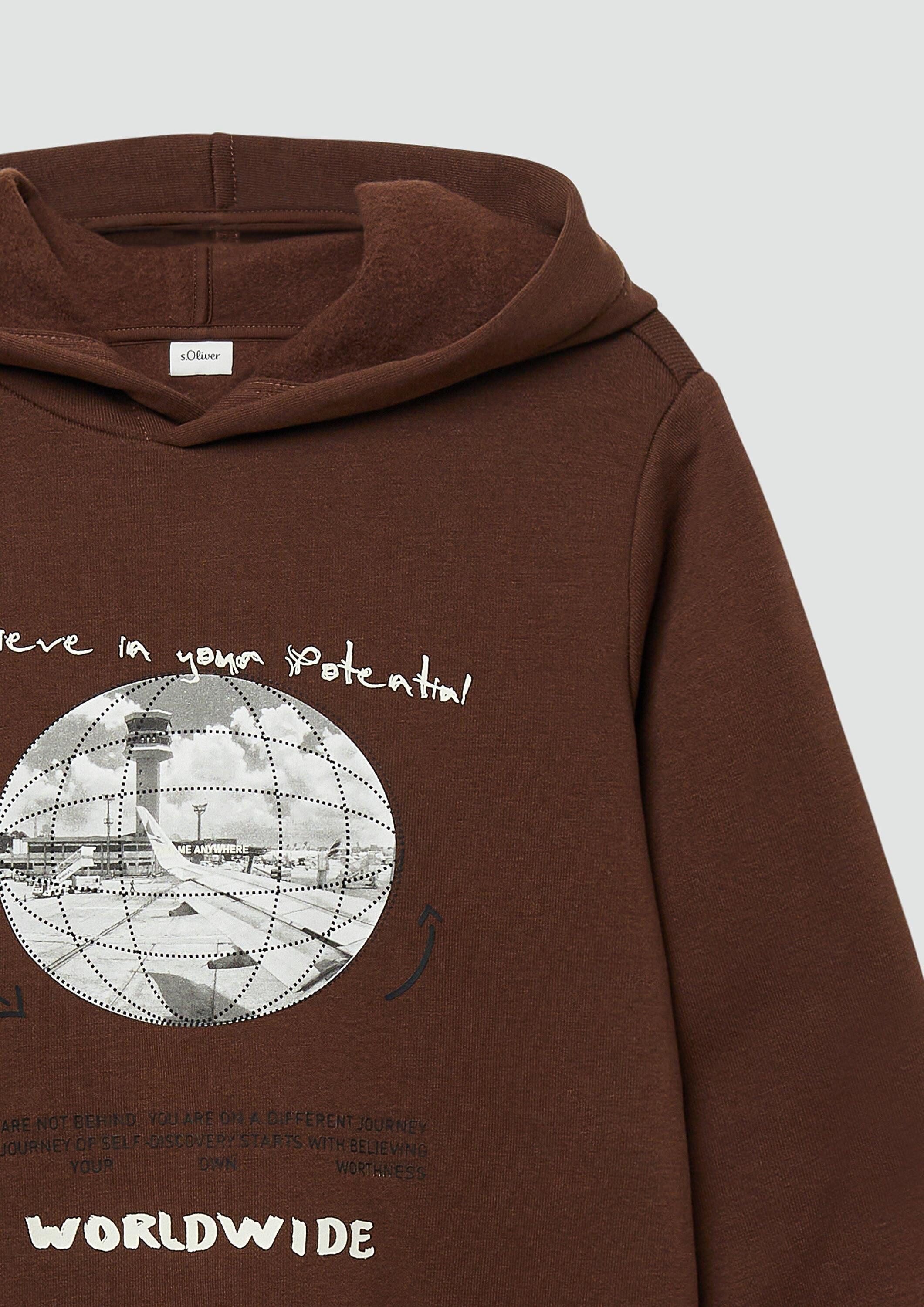 s.Oliver Sweatshirt Sweatshirt Kuscheliger Hoodie mit Frontprint