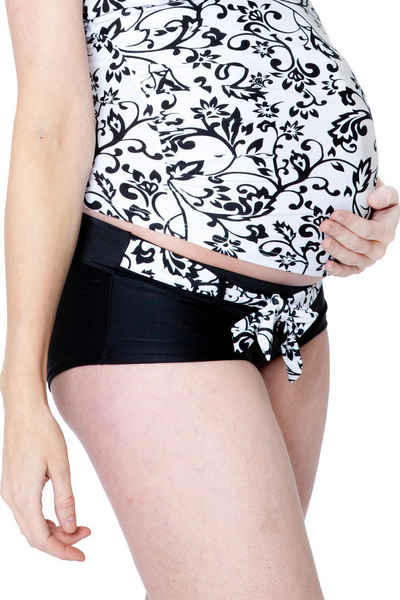 petit amour Bikini-Hotpants Black-White Schwarz Gürteldetail zum Binden sitzt hüftig für Schwimmen