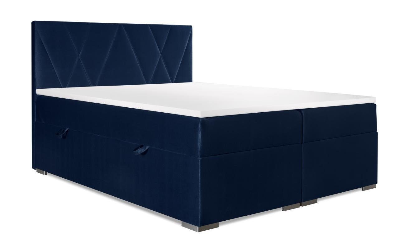 JVmoebel Boxspringbett Luxus Schlafzimmer Bett in Europa Boxspringbett, Doppelbett Stoff Polster Blau Made Design