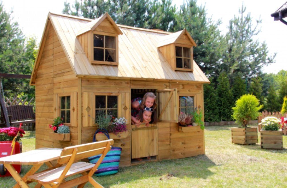 bv-vertrieb Spielhaus Kinderspielhaus Spielhaus Holz-Gartenhaus Spielhütte  aus Holz für Kinder - (3995)