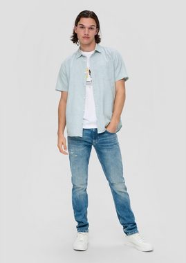 QS Kurzarmhemd Slim: Hemd aus Leinenmix