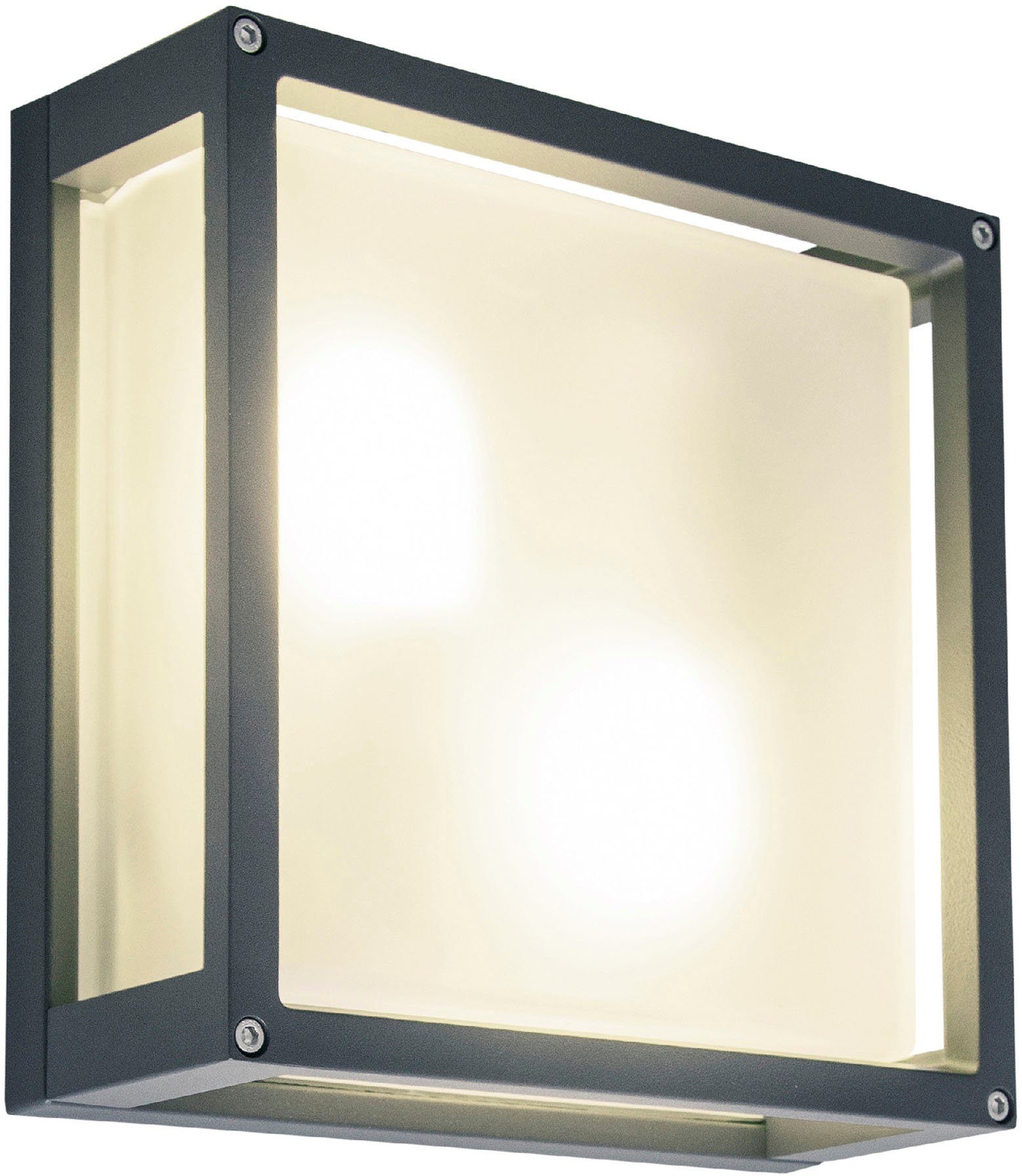 exkl. max. ohne anthrazit eckige E27 Aluminium, näve Außen-Wandleuchte Glas, 20W, Ray, Leuchtmittel, Kastenform, 2x