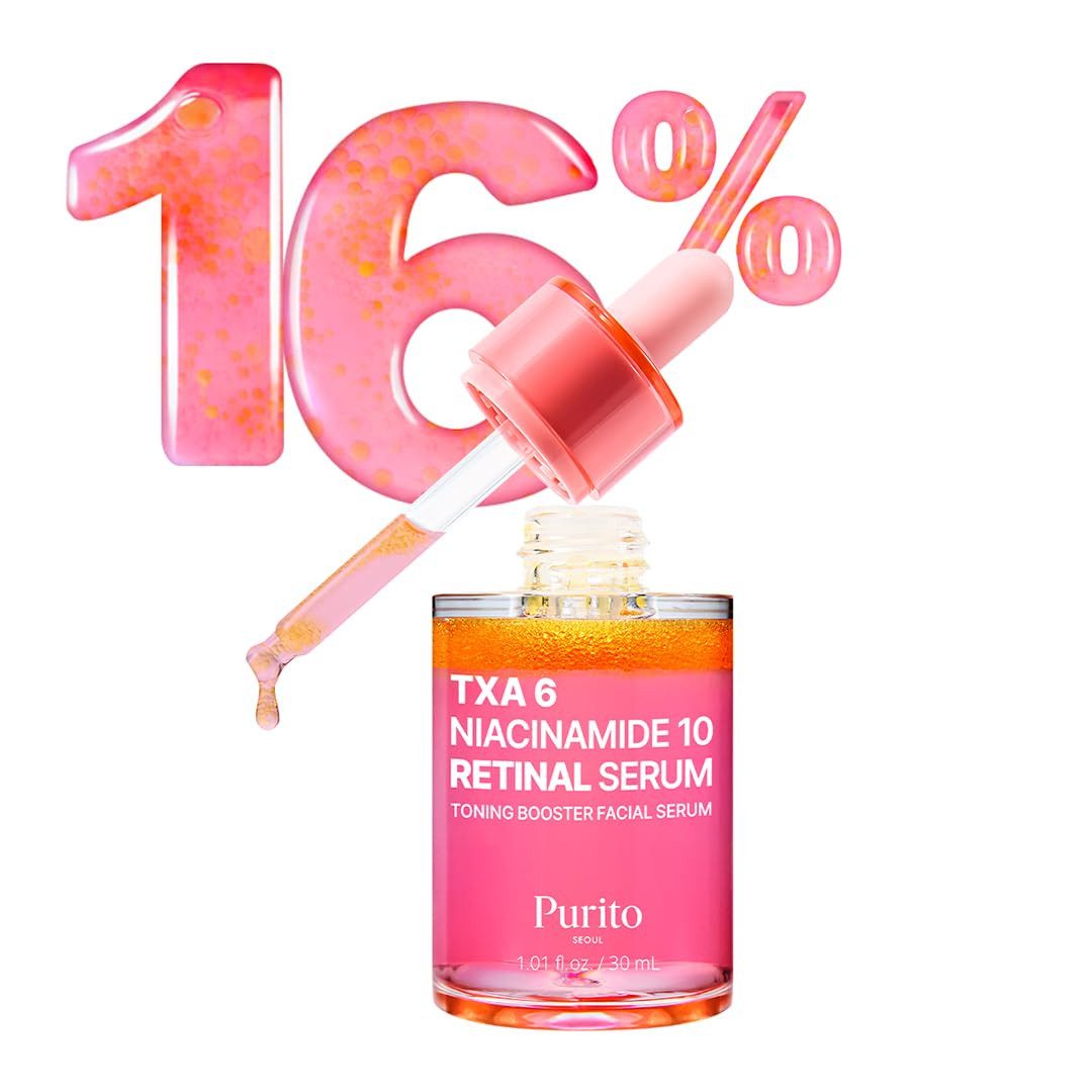 Purito Seoul Gesichtsserum TXA 6 Niacinamide 10 Retinal Serum Korrigierendes Serum für ebenmäßige Haut – 30ml, Mit verkapseltem Retinal & 16% Wirkstoffpower