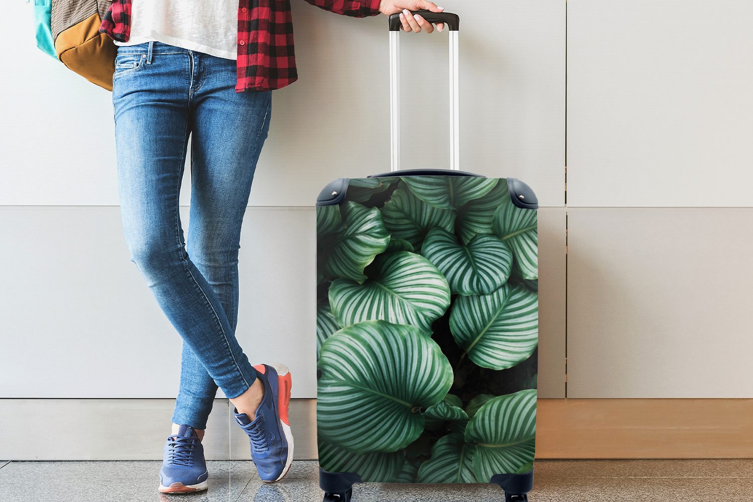 4 Pflanzen Reisekoffer rollen, Handgepäckkoffer - für Ferien, mit Reisetasche Blätter Porträt, MuchoWow - Trolley, Rollen, Handgepäck