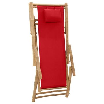 furnicato Gartenstuhl Liegestuhl Bambus und Canvas Rot