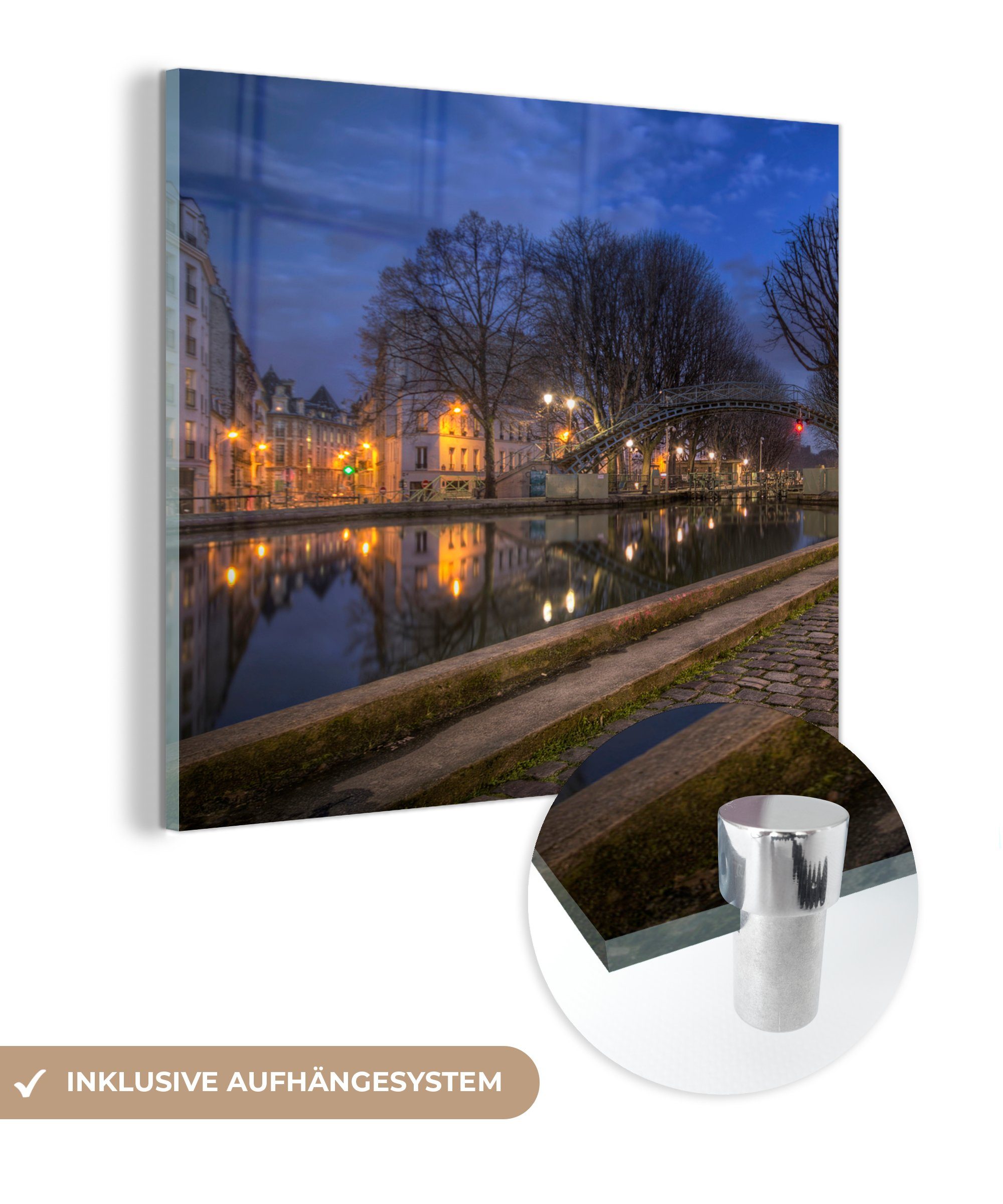 MuchoWow Acrylglasbild Paris am Abend, (1 St), Glasbilder - Bilder auf Glas Wandbild - Foto auf Glas - Wanddekoration | Bilder