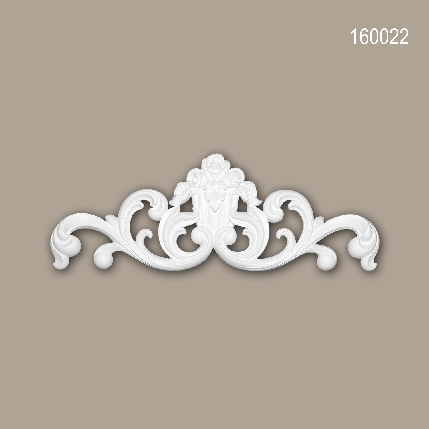 Profhome Wanddekoobjekt 160022 Zierelement dekoratives Element Stuckdekor aus Polyurethan (Zierelement, 1 St., Stuckdekor, Schmuckelement, Verzierung, Dekor Ornament), weiß, vorgrundiert, Stil: Rokoko / Barock
