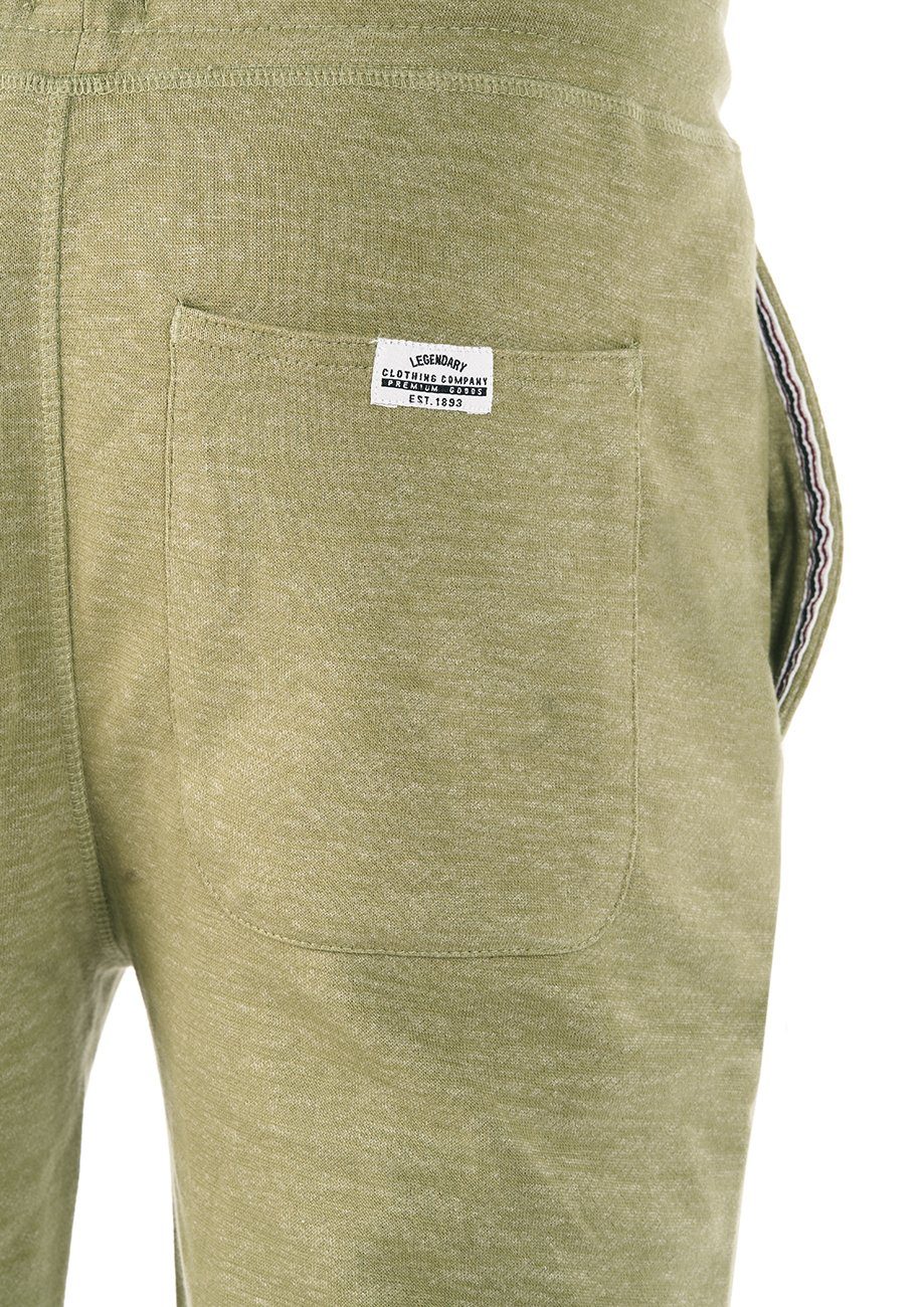 Melange (12300) Shorts RIVMike Sweatshorts Herren Olive Bermudashorts Regular Vintage Baumwollmischung aus pflegeleichter Fit riverso