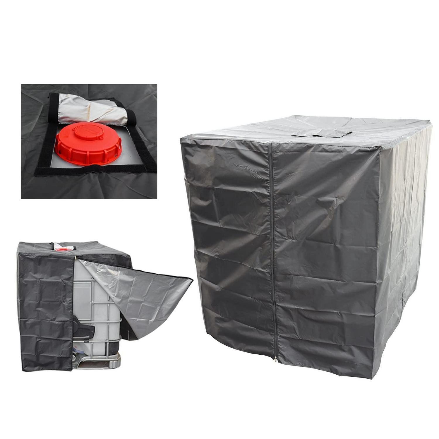 LuxusKollektion Schutzplane IBC Abdeckplane 420D 1000L Wassertank Schwarzer Reißverschluss