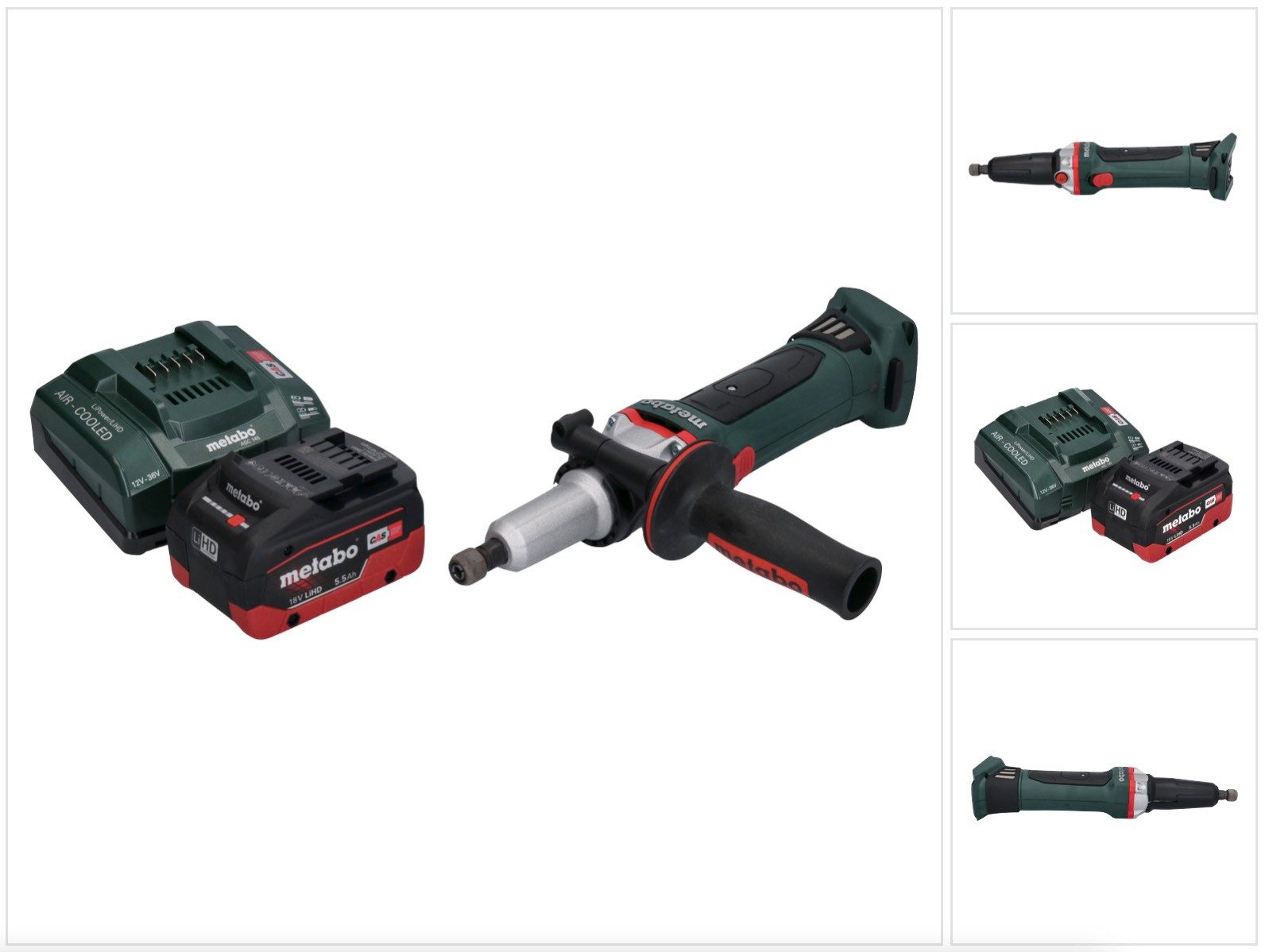 metabo Akku-Geradschleifer GA 18 LTX G Akku Geradschleifer 18 V 6 mm + 1x Akku 5,5 Ah + Ladegerä