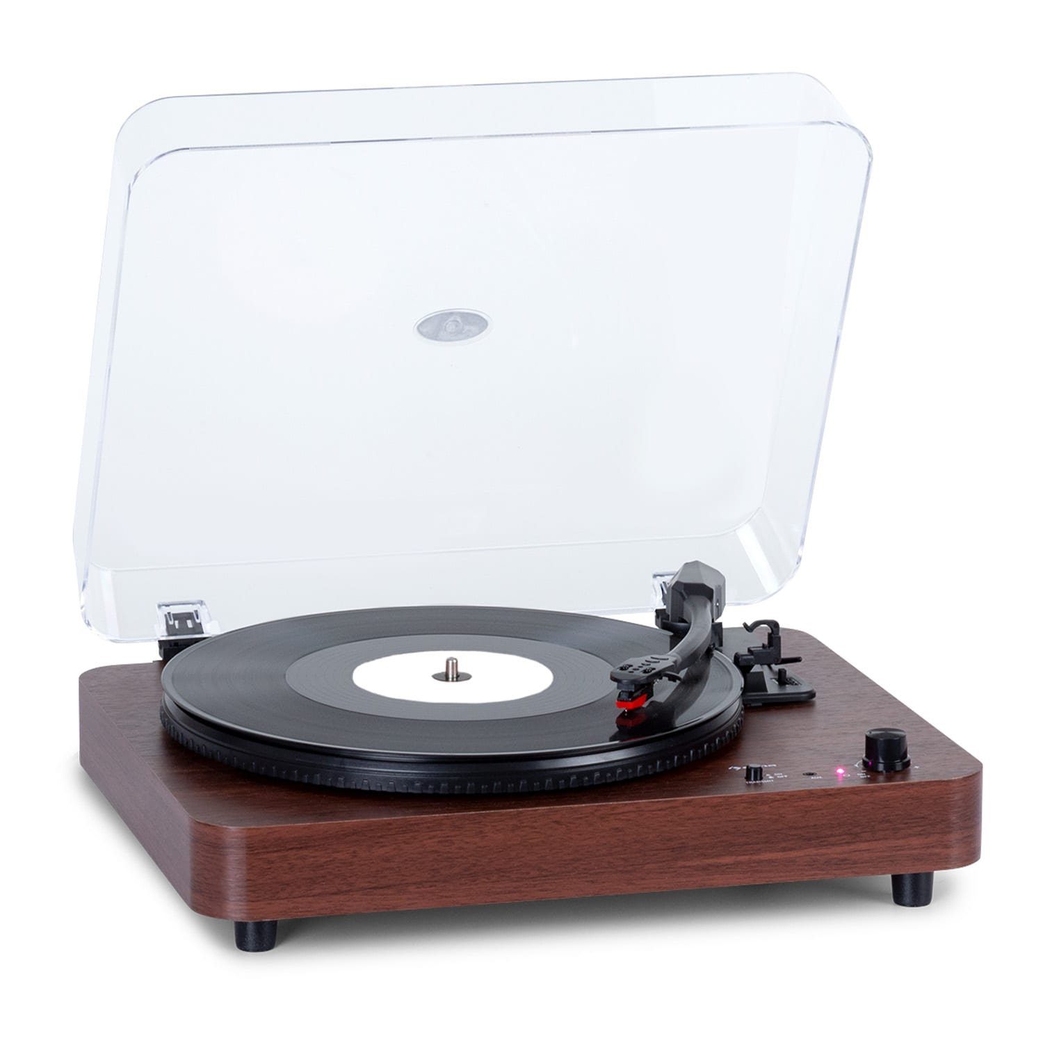 Auna TT-Classic Light Plattenspieler (Riemenantrieb, Vinyl Walnuss Plattenspieler) Bluetooth, Schallplattenspieler Lautsprecher mit