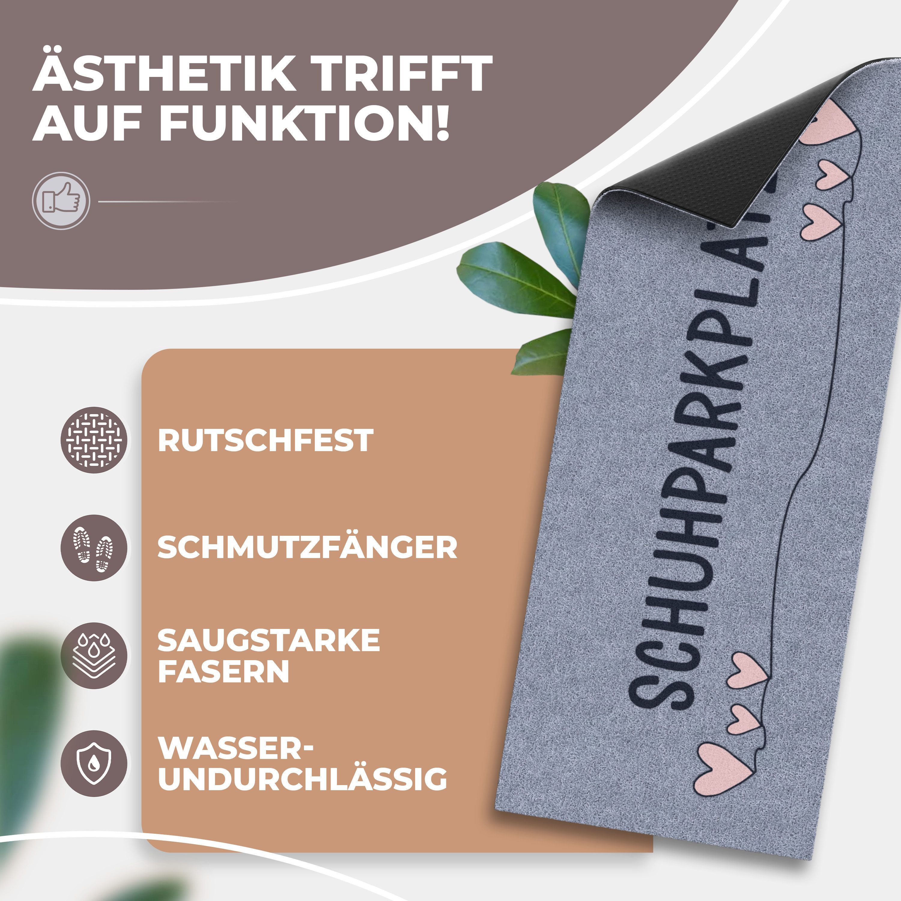 ElbFuchs Fußmatte Schuhparkplatz, Waschbare & Rutschfeste Indoor-Schuhmatte, Schmutzfangmatte für Flur & Eingang