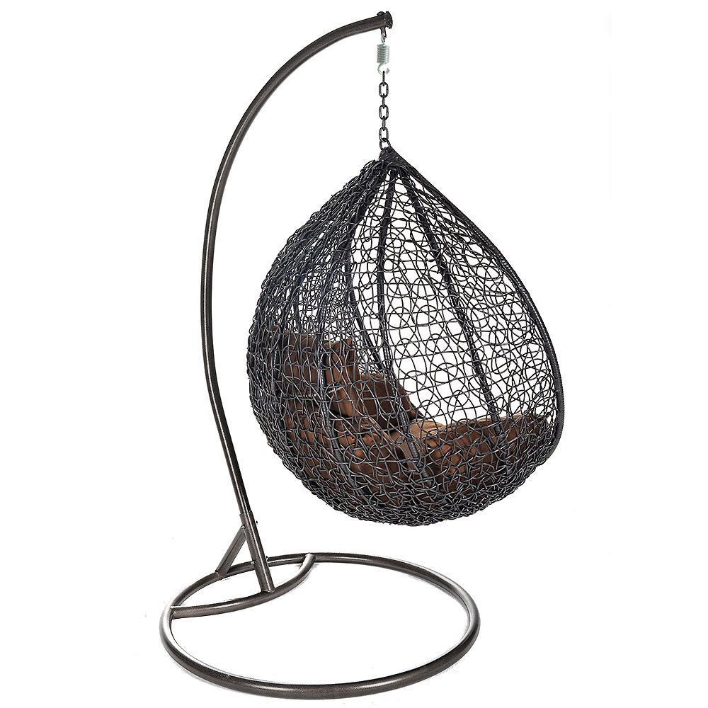 Aileenstore Hängesessel RUND (2-St., mit Regenabdeckung), Höhe 200 cm, Poly-Flachrattan-Korb, inkl. Sitzkissen