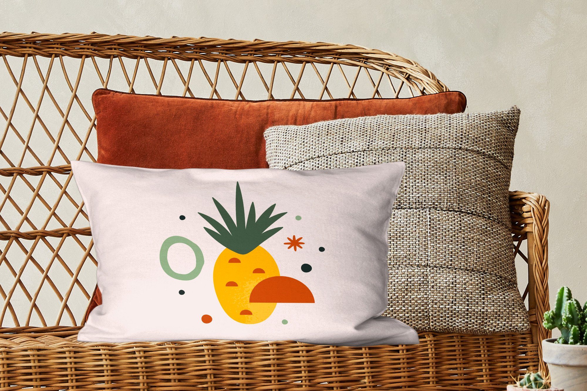 Zierkissen, Dekokissen Schlafzimmer Tropisch Dekokissen mit - Füllung, MuchoWow Ananas Dekoration, Obst, Wohzimmer -