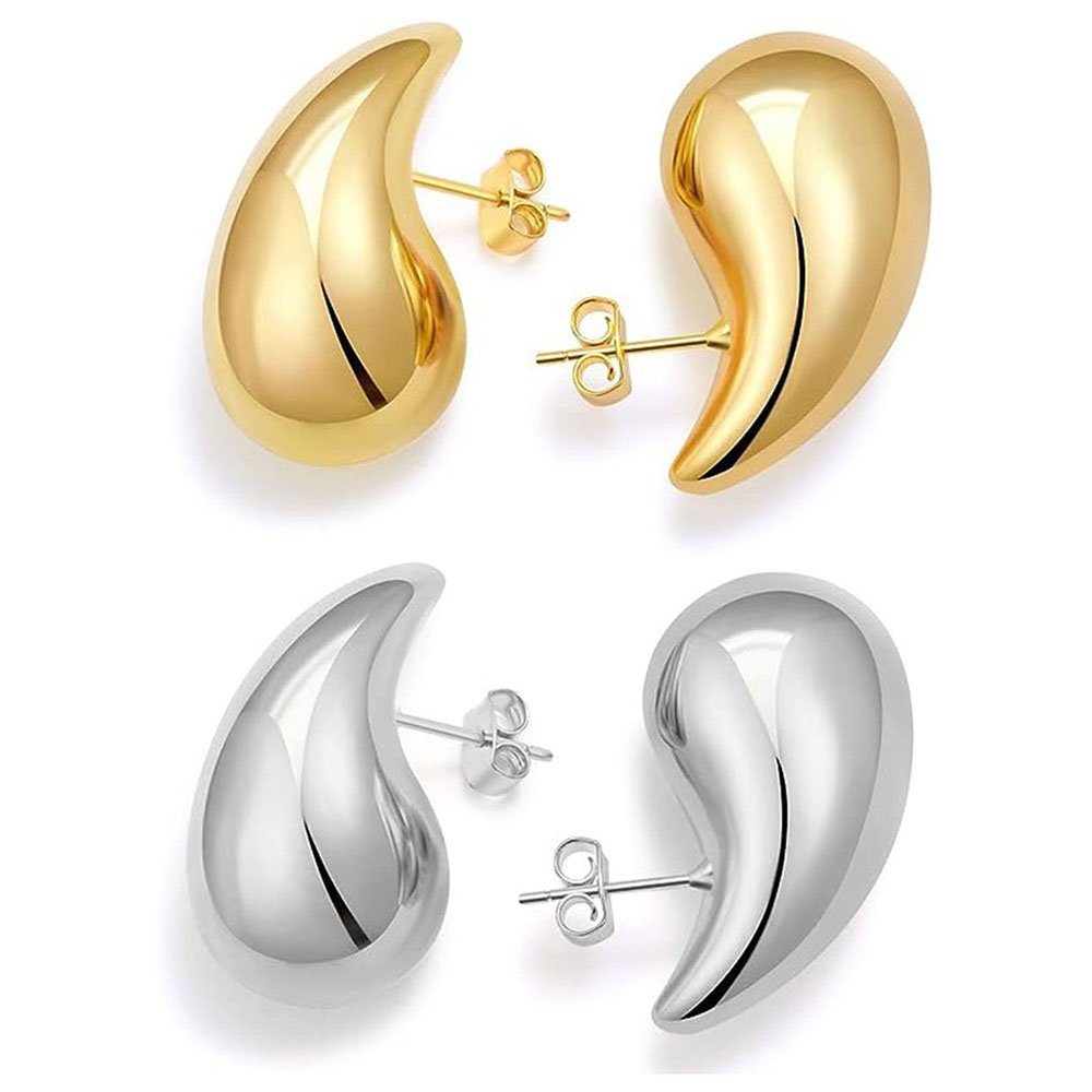 Ohrstecker-Set Ohrringe 2 Ohrringe (2-tlg) Ohrringe Paar Chunky CTGtree Golde Silber Damen