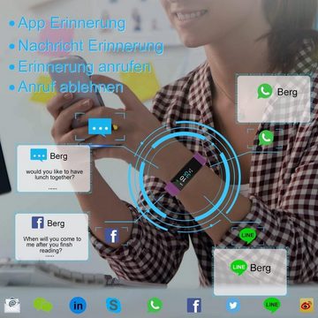 LEBEXY Smartwatch (0,96 Zoll, Android, iOS), mit IP68-Wasserdichtigkeit, Benachrichtigungen Lange Akkulaufzeit