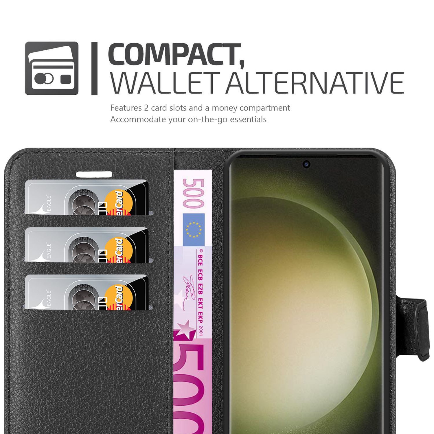 Cadorabo Handyhülle für Samsung Galaxy S23 ULTRA Hülle Samsung Galaxy S23 ULTRA, Hülle Schutzhülle mit Standfunktion, Kartenfach und Magnetverschluss