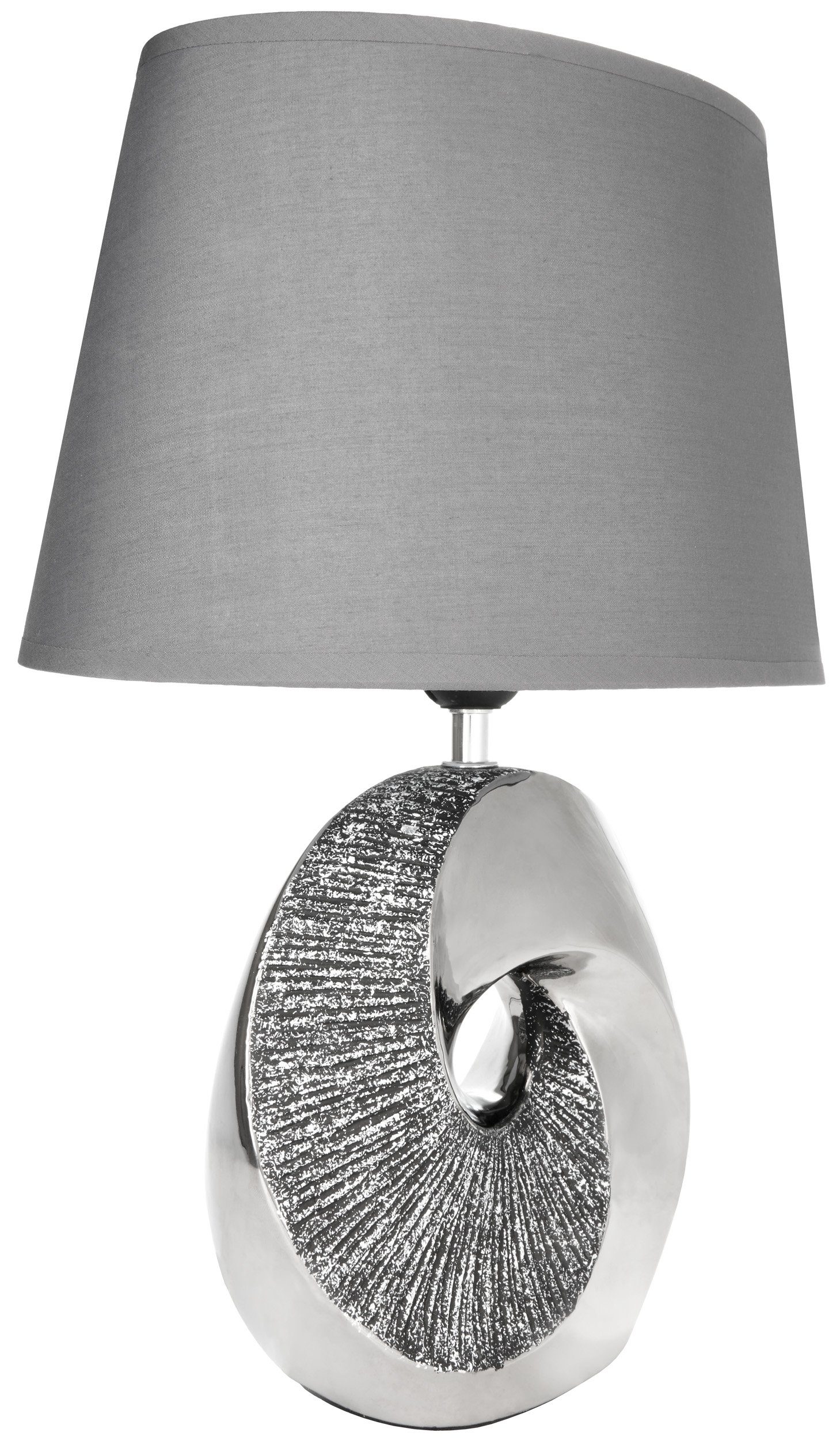 mit Stein Höhe Leuchtmittel, Tischleuchte Keramikfuß, cm Nachttischlampe Silber, ohne Tischlampe 42,5 Ring BRUBAKER Moderne