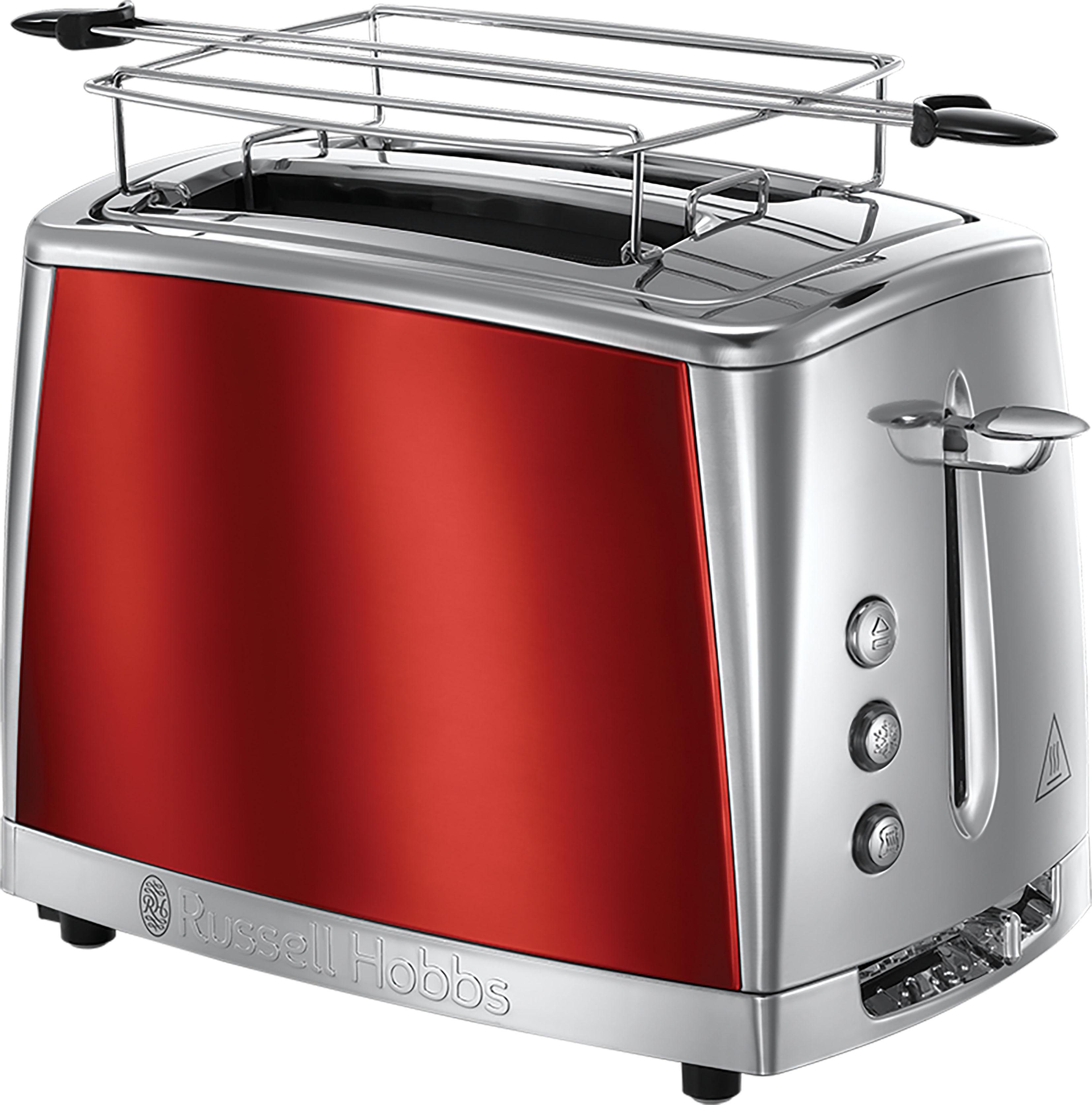 RUSSELL HOBBS Toaster Luna des Scheiben, Lift&Look Solar 2 für ermöglicht Anschauen W, Toastes 23221-56, Red Schlitze, kurze das während des Röstens 2 Funktion 1550