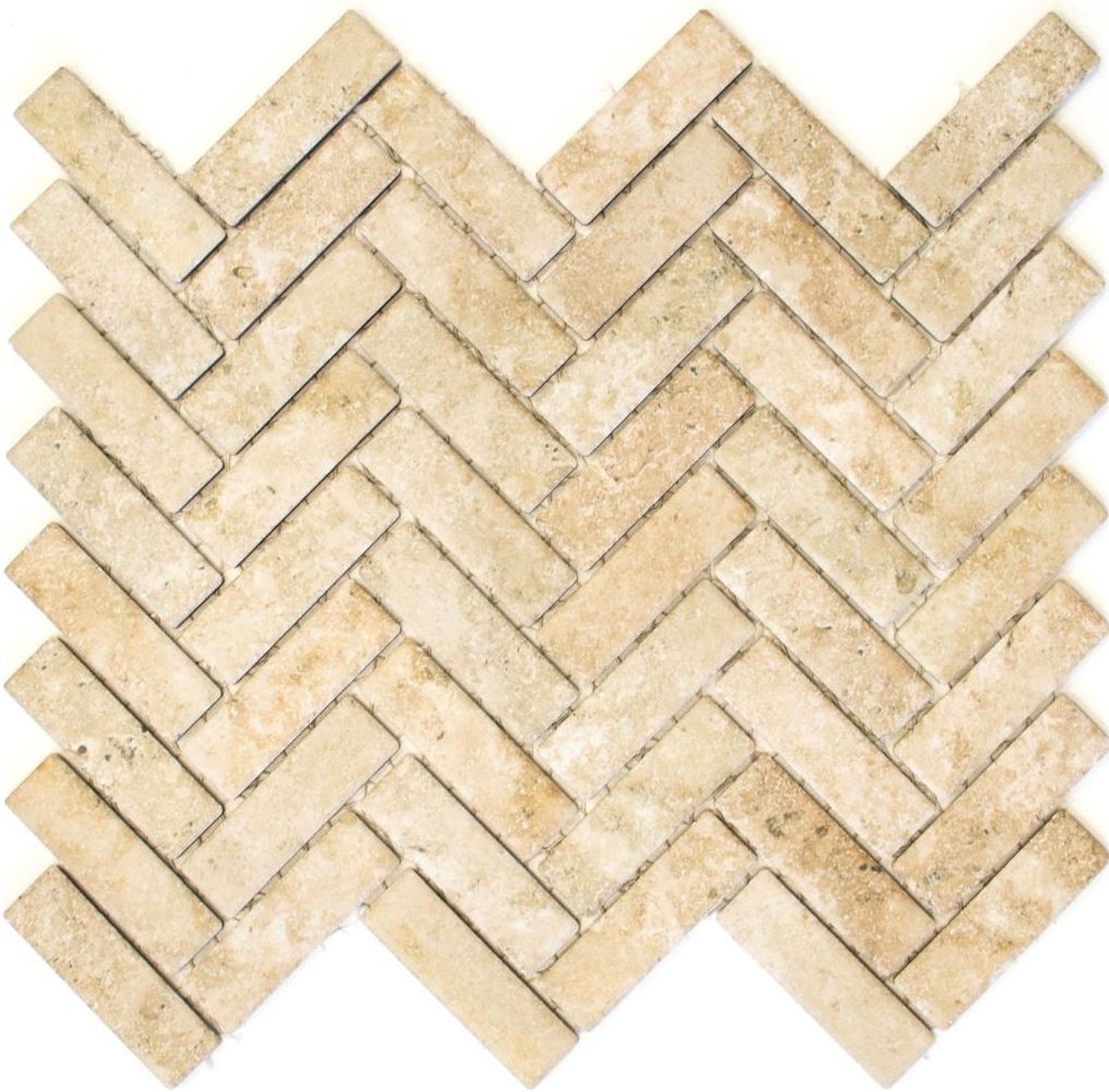 Mosani Mosaikfliesen Rechteckiges Keramikmosaik Mosaikfliesen matt Matten beige / 10