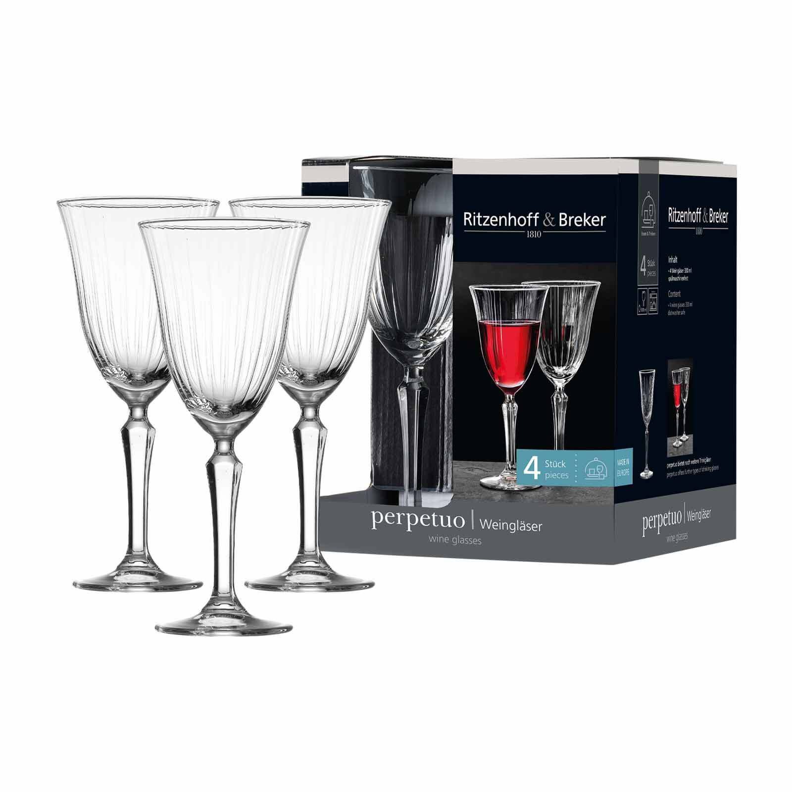 Ritzenhoff & Breker Weinglas Perpetuo Weingläser 330 ml 4er Set, 4-tlg., Glas