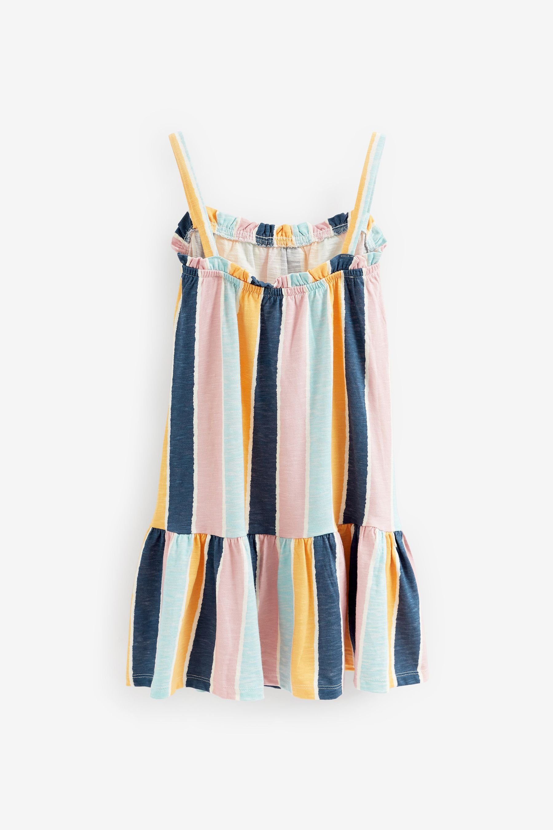Jersey weichem Blue Trägerkleid mit Spaghettiträgern (1-tlg) Next Pink/Blue/Navy Stripe Kleid aus