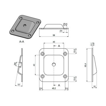 SO-TECH® Möbelfuß 4er Set Montageplatten für Möbelfüße mit M8-Innengewinde, (4-St), Anschraubplatte mit 10° Neigung
