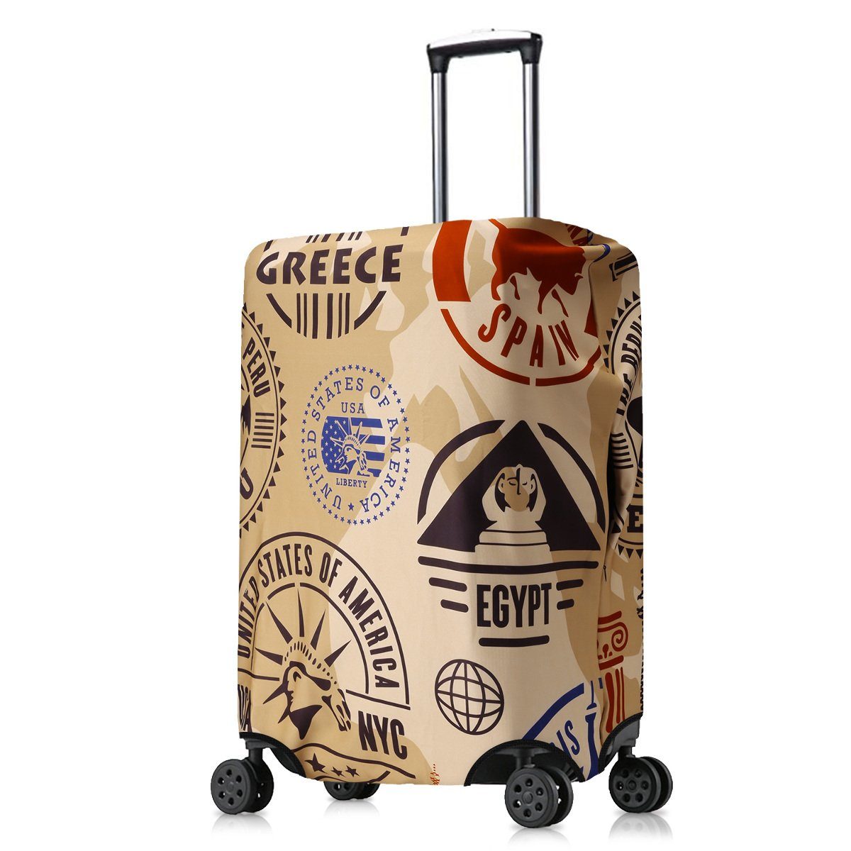 kwmobile Kofferhülle, Koffer Hülle - Elastische Kofferschutzhülle mit  Reißverschluss - Reisekoffer Überzug Case - Größe: für Koffer (L) - Länder  Reise Design